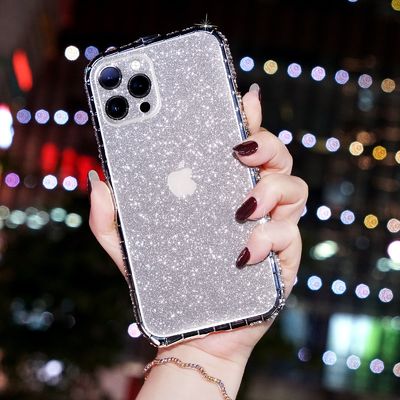 Lujo Glitter Bling Diamante Transparente Blanda Cuerpo de teléfono para iPhone 14 13 12 Pro Max 11 XS XR 8 Plus