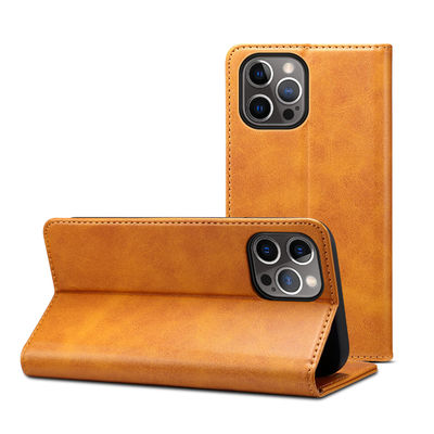 Caja de lujo del cuero de la cartera del teléfono de la caja del ODM de cuero auténtico/del OEM Iphone