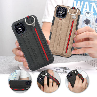Lanyard Strap Leather Phone Cases para Iphone 14 13 Scratchproof