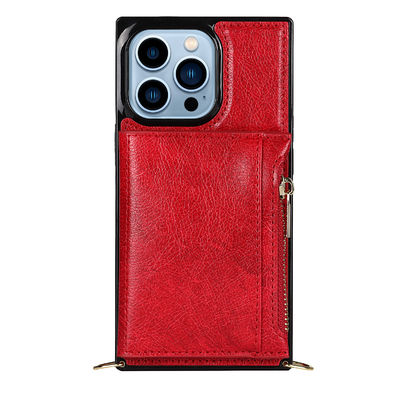 Auténtico de lujo a prueba de choques de la PU Iphone de la cartera de cuero inconsútil de la caja