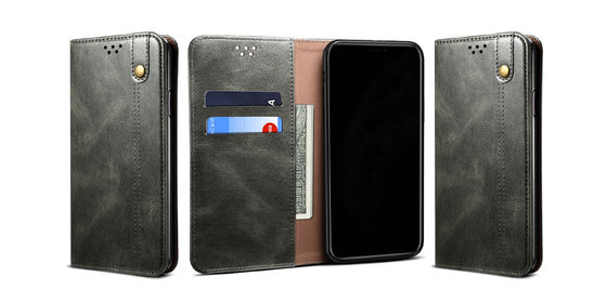 Caja de lujo hermética al polvo del teléfono de la cartera de la funda de piel auténtica exquisita de Iphone
