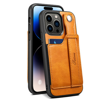 Caso de cuero de Iphone del teléfono de la caja de la cartera de la caja de cuero de cuero del teléfono de lujo