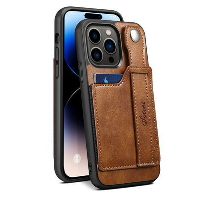 Caso de cuero de Iphone del teléfono de la caja de la cartera de la caja de cuero de cuero del teléfono de lujo