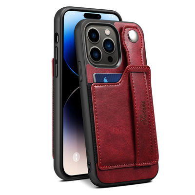Caso de cuero de Iphone del teléfono de la caja de la cartera de la caja de cuero de cuero del teléfono de lujo