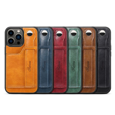 Caso de cuero de Iphone del teléfono de la caja de la cartera de la caja de cuero de cuero del teléfono de lujo