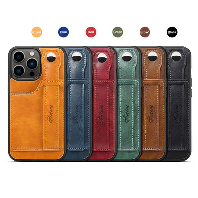 Caso de cuero de Iphone del teléfono de la caja de la cartera de la caja de cuero de cuero del teléfono de lujo