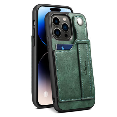 Caso de cuero de Iphone del teléfono de la caja de la cartera de la caja de cuero de cuero del teléfono de lujo