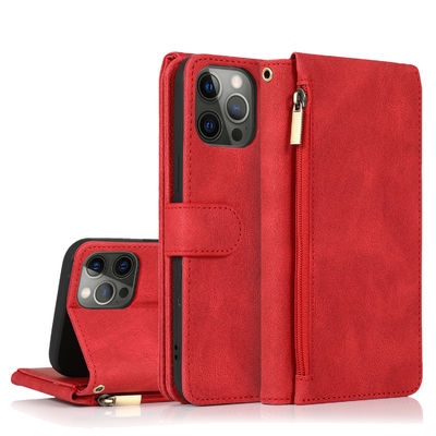 Estilo moderno auténtico de lujo del caso de cuero de Iphone de la caja del teléfono de la cartera