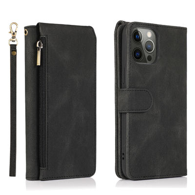 Estilo moderno auténtico de lujo del caso de cuero de Iphone de la caja del teléfono de la cartera