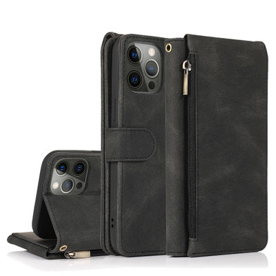 Estilo moderno auténtico de lujo del caso de cuero de Iphone de la caja del teléfono de la cartera