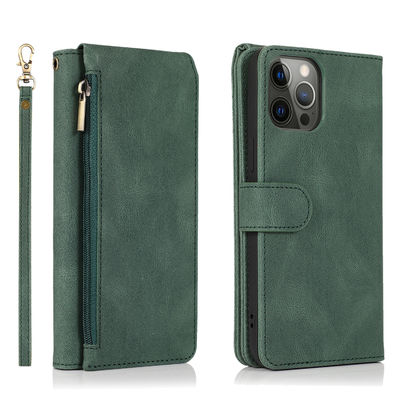 Estilo moderno auténtico de lujo del caso de cuero de Iphone de la caja del teléfono de la cartera