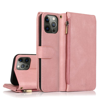 Estilo moderno auténtico de lujo del caso de cuero de Iphone de la caja del teléfono de la cartera