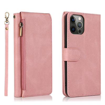 Estilo moderno auténtico de lujo del caso de cuero de Iphone de la caja del teléfono de la cartera