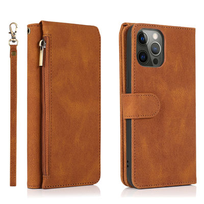 Estilo moderno auténtico de lujo del caso de cuero de Iphone de la caja del teléfono de la cartera
