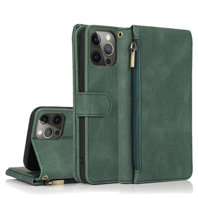 Estilo moderno auténtico de lujo del caso de cuero de Iphone de la caja del teléfono de la cartera