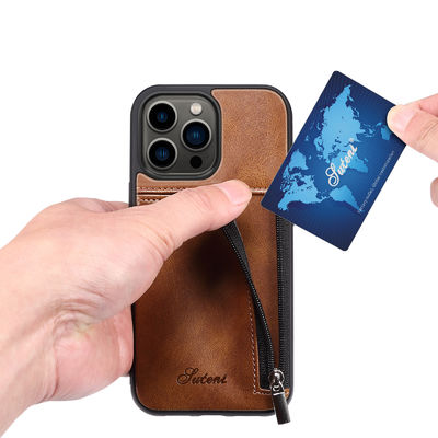 Caja de lujo de cuero auténtica de la cartera de Iphone de las cajas del teléfono moderna