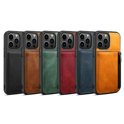 Caja de lujo de cuero auténtica de la cartera de Iphone de las cajas del teléfono moderna