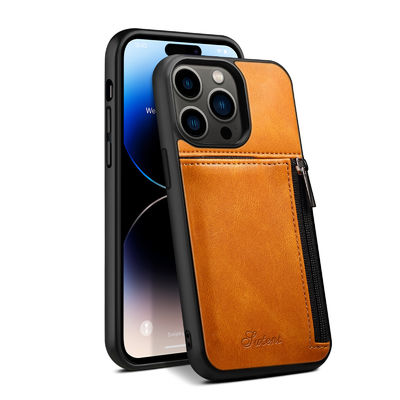 Caja de lujo de cuero auténtica de la cartera de Iphone de las cajas del teléfono moderna
