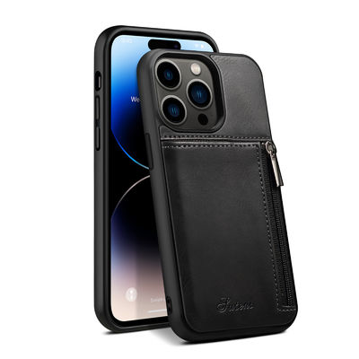 Caja de lujo de cuero auténtica de la cartera de Iphone de las cajas del teléfono moderna
