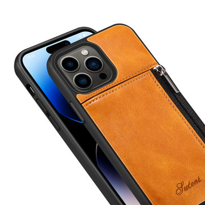 Caja de lujo de cuero auténtica de la cartera de Iphone de las cajas del teléfono moderna