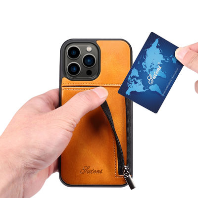 Caja de lujo de cuero auténtica de la cartera de Iphone de las cajas del teléfono moderna