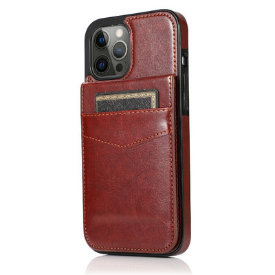 Cajas de cuero del teléfono del cuero de la prueba del rasguño de Iphone de la caja del teléfono de la cartera