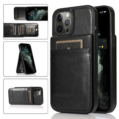 Cajas de cuero del teléfono del cuero de la prueba del rasguño de Iphone de la caja del teléfono de la cartera