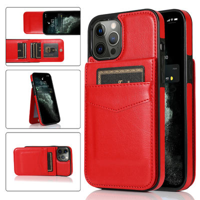 Cajas de cuero del teléfono del cuero de la prueba del rasguño de Iphone de la caja del teléfono de la cartera