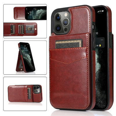 Cajas de cuero del teléfono del cuero de la prueba del rasguño de Iphone de la caja del teléfono de la cartera