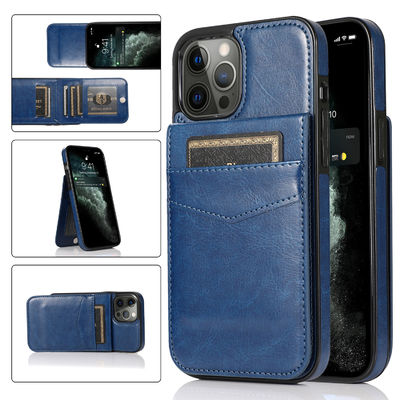 Cajas de cuero del teléfono del cuero de la prueba del rasguño de Iphone de la caja del teléfono de la cartera