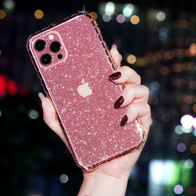 Lujo Glitter Bling Diamante Transparente Blanda Cuerpo de teléfono para iPhone 14 13 12 Pro Max 11 XS XR 8 Plus