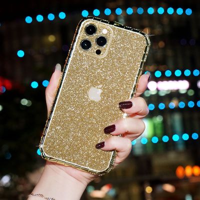 Lujo Glitter Bling Diamante Transparente Blanda Cuerpo de teléfono para iPhone 14 13 12 Pro Max 11 XS XR 8 Plus