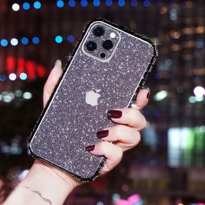 Lujo Glitter Bling Diamante Transparente Blanda Cuerpo de teléfono para iPhone 14 13 12 Pro Max 11 XS XR 8 Plus